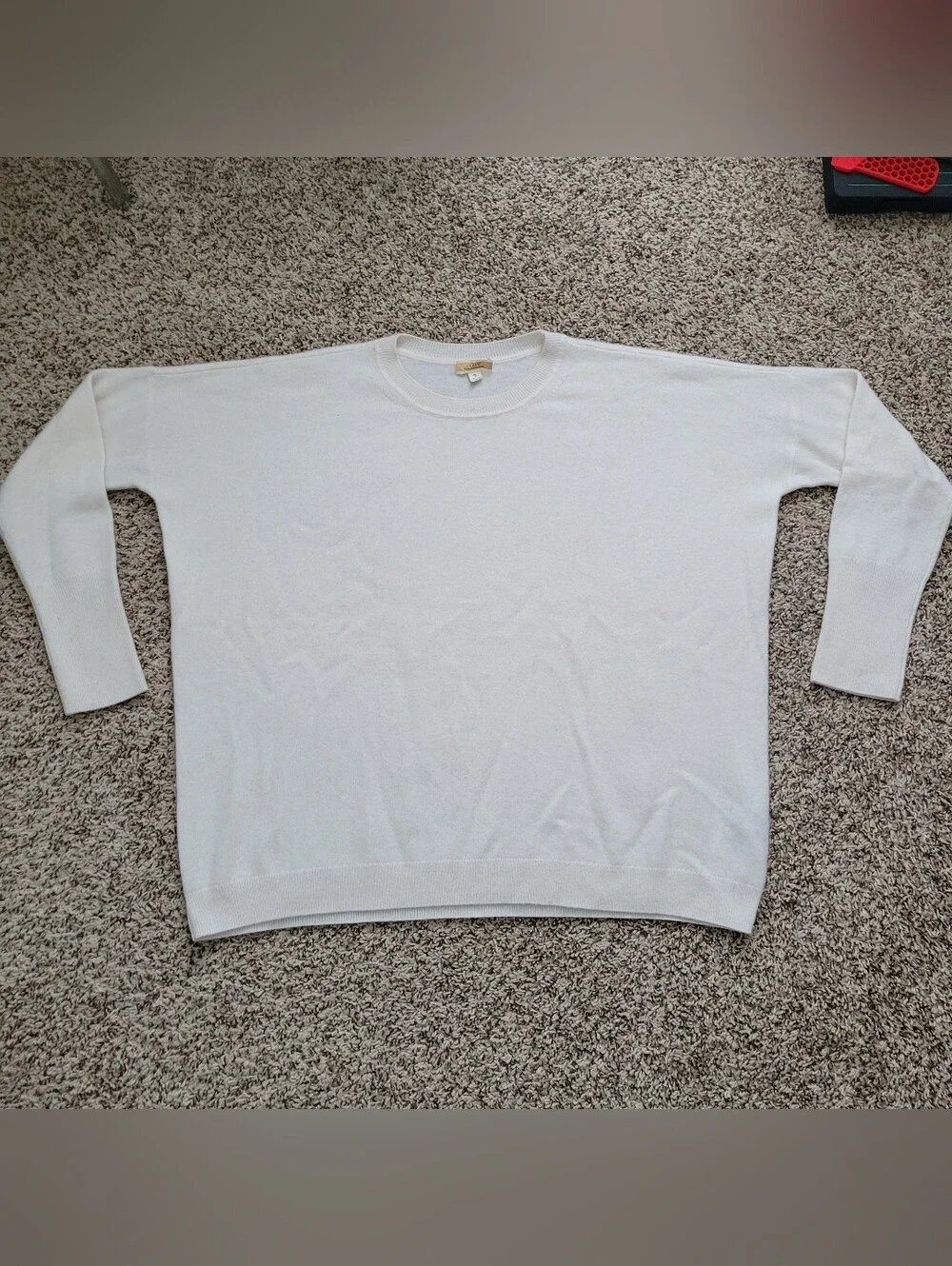 J. Crew 100% Cashmere Crewneck Boyfriend Sweater Ivory Cream Crew Neck Small